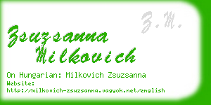 zsuzsanna milkovich business card